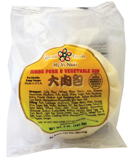 Myriad Foods Jumbo Pork
And Veg Bun