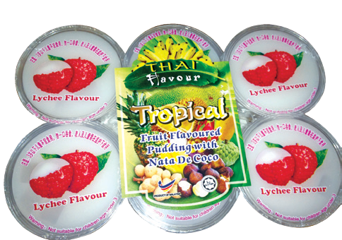 lychee fruit flavour Pudding with Nata De Coco