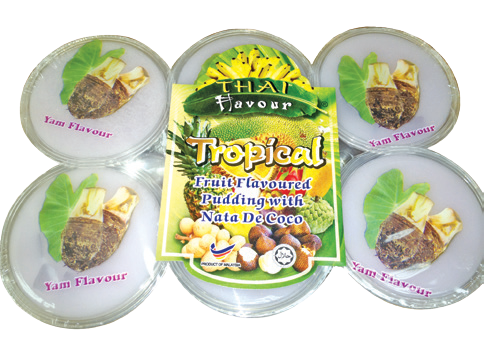 Taro fruit flavour pudding with Nata De Coco